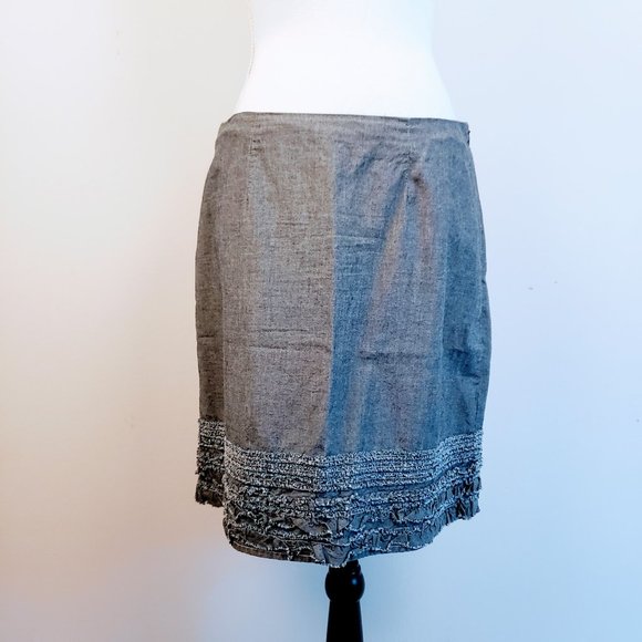 NWOT TOMMY BAHAMA Wisp Skirt, Blue Denim Chambray 100% Cotton Ruffled Hem, 6 - Picture 2 of 12